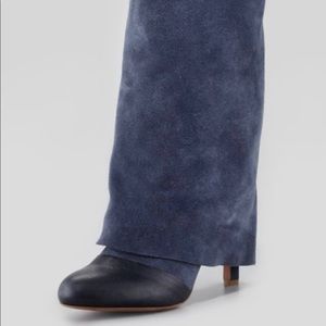 See By Chloe Mid-calf Blue Suede Slouch Boots, 7.5